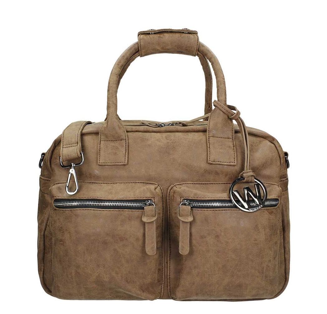 Wimona Alessia schoudertas grijs en taupe