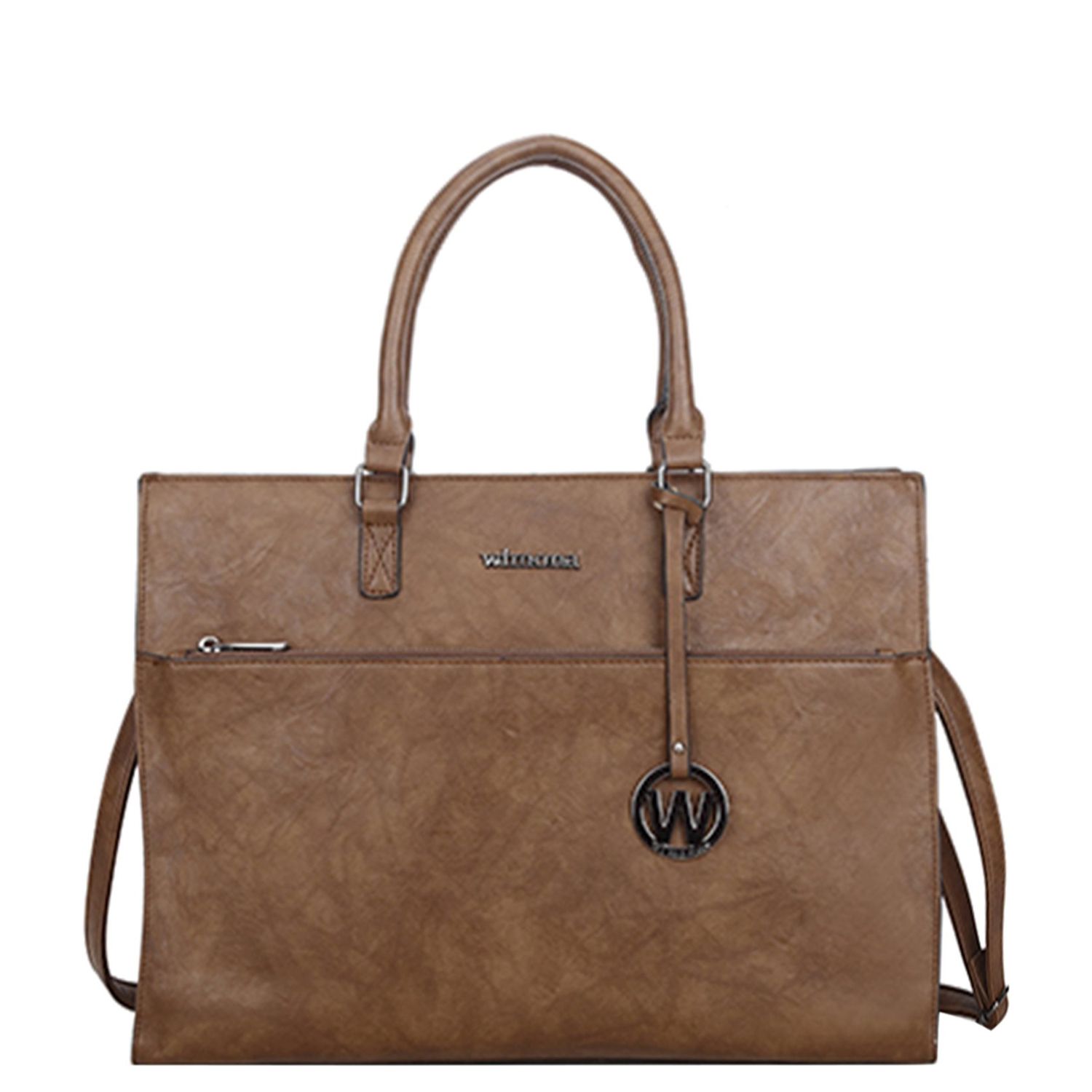 Wimona Franca laptoptas grijs en taupe