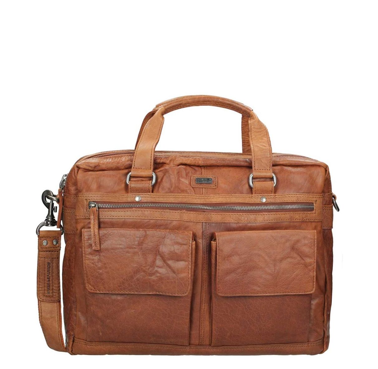 Spikes & Sparrow schoudertas oranje en bruin