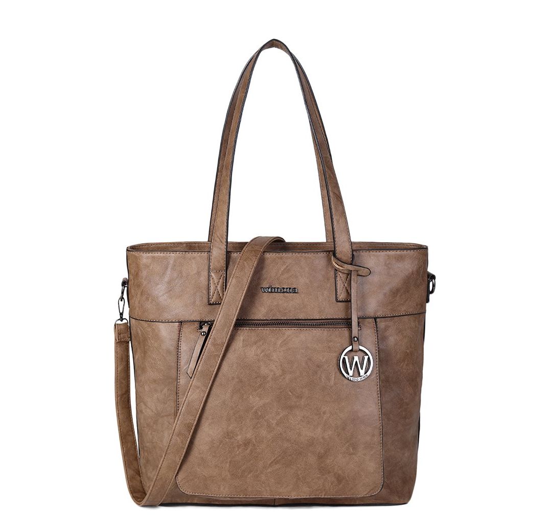 Wimona schoudertas grijs en taupe