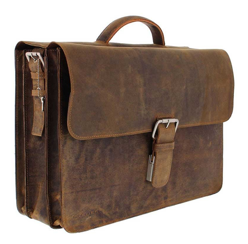 Plevier Retro Zeppelin Laptoptas 3 vaks 17.3" bruin