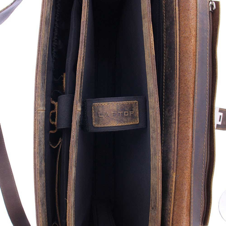 Plevier Retro Zeppelin Laptoptasche 3 Fächern 17.3" braun