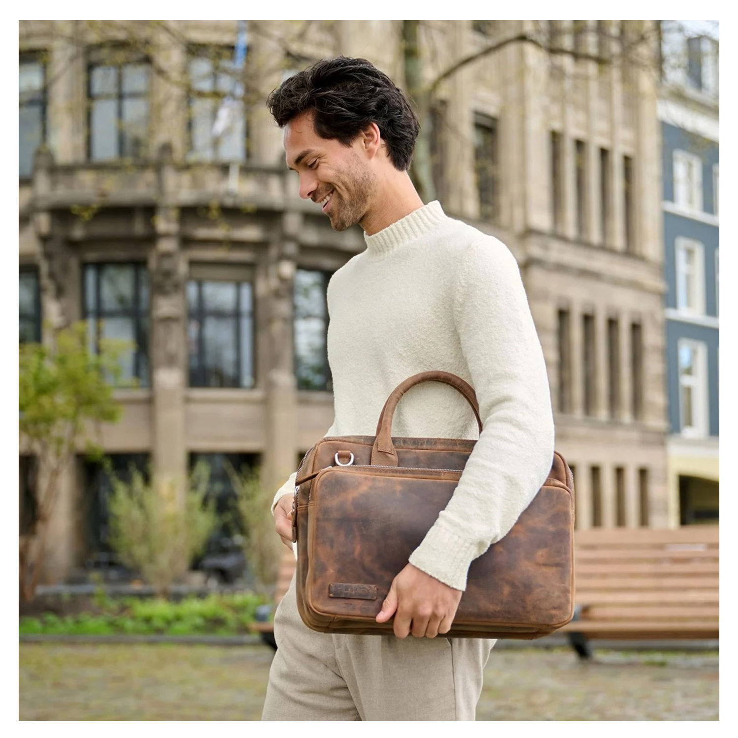 Plevier Retro Galileo Laptoptas 3 vaks 15.6" bruin