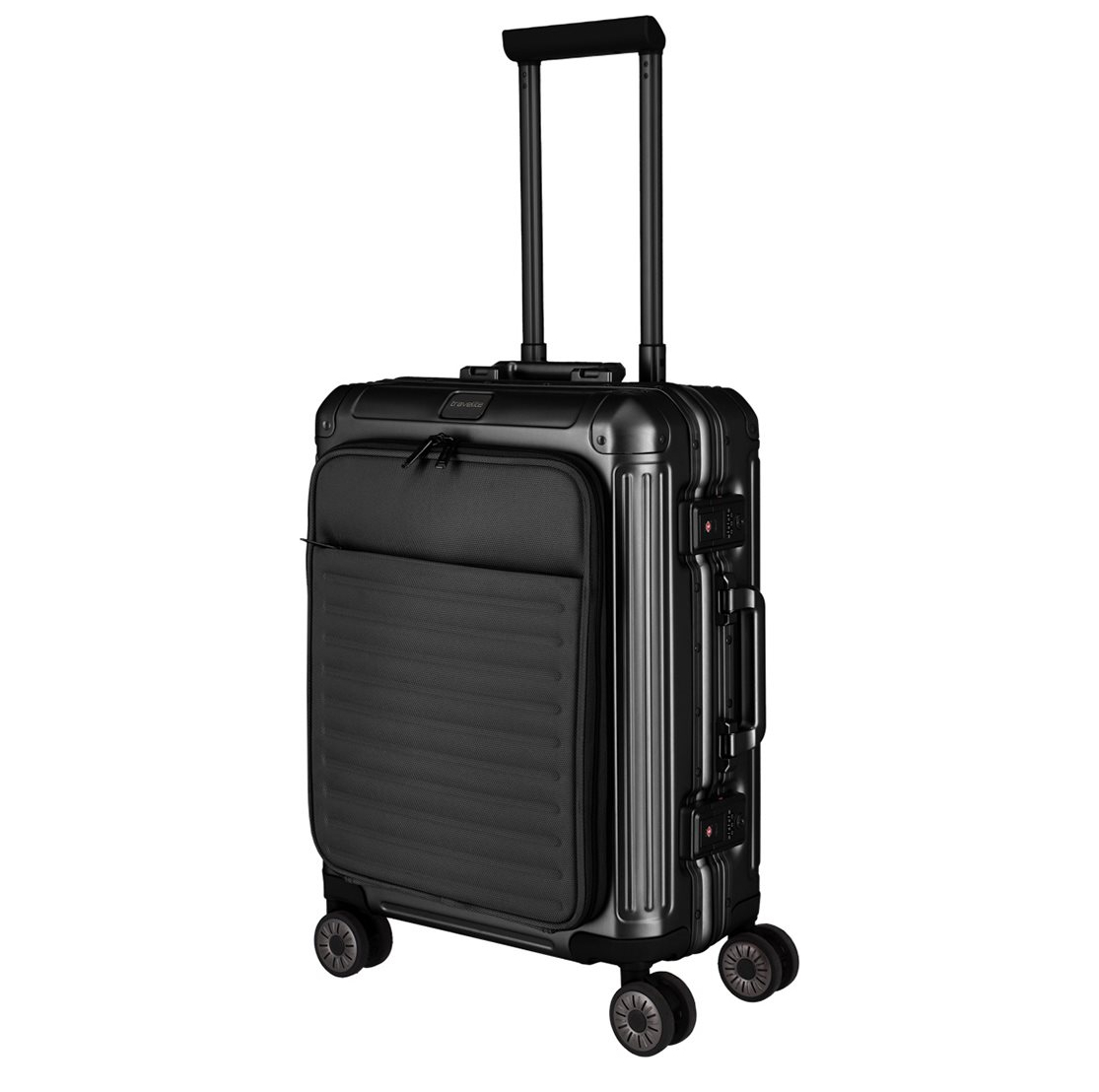Travelite Next 2.0 Aluminium 4 Wiel Trolley S with Frontpocket black matt