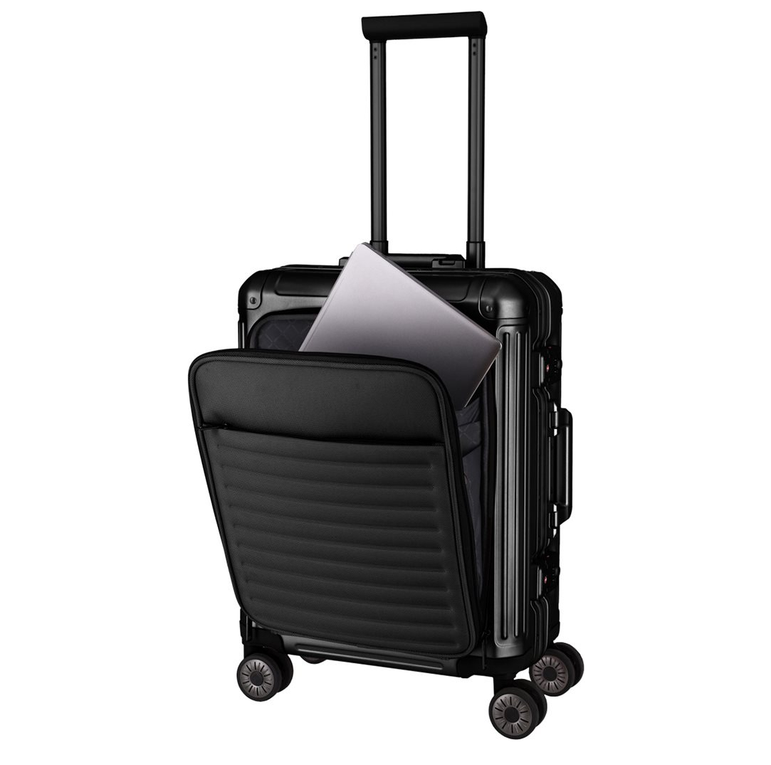 Travelite Next 2.0 Aluminium 4 Wiel Trolley S with Frontpocket black matt