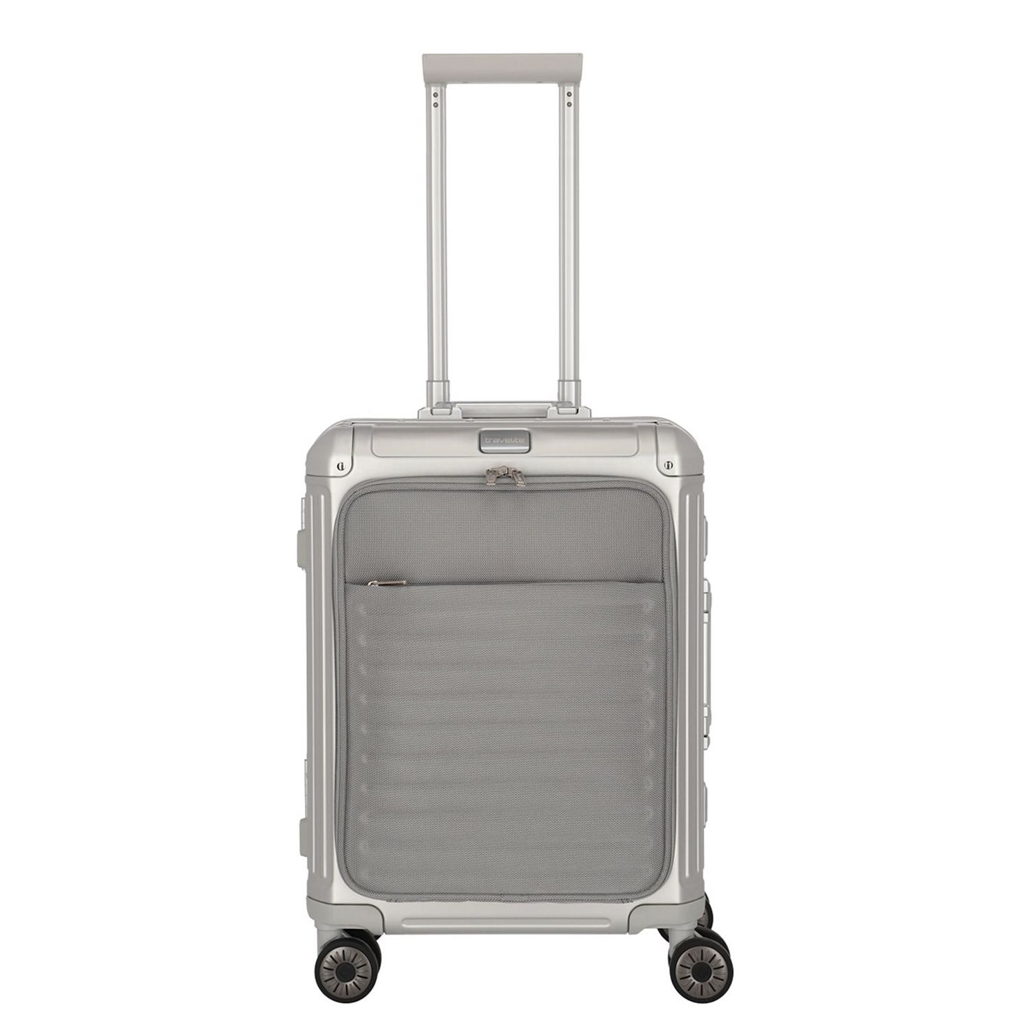 Travelite Next 2.0 Aluminium 4 Wiel Trolley S with Frontpocket silver