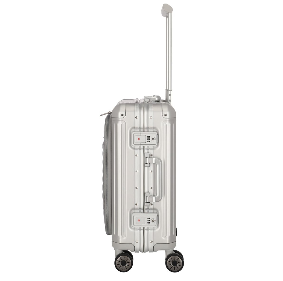 Travelite Next 2.0 Aluminium 4 Wiel Trolley S with Frontpocket silver
