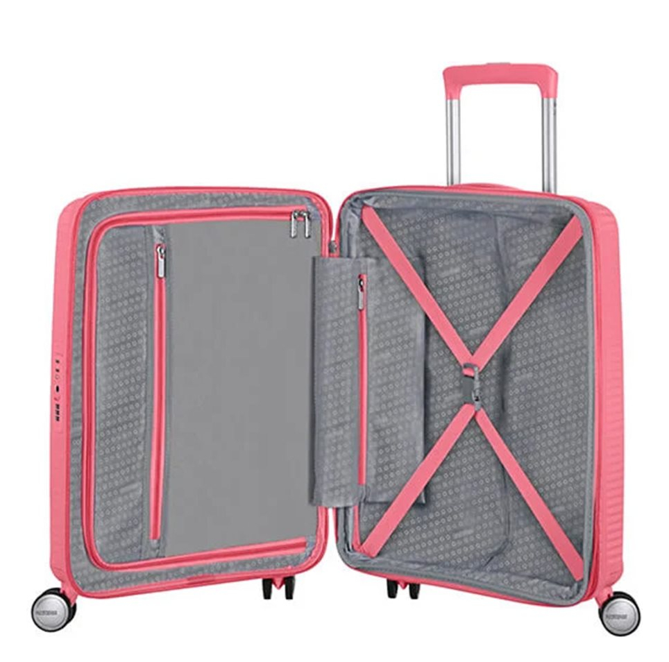 American Tourister Soundbox Spinner 55 Expandable sun kissed coral