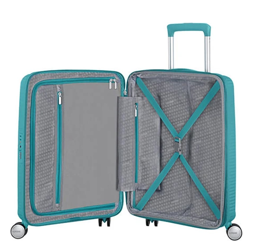 American Tourister Soundbox Spinner 55 Expandable turquoise tonic