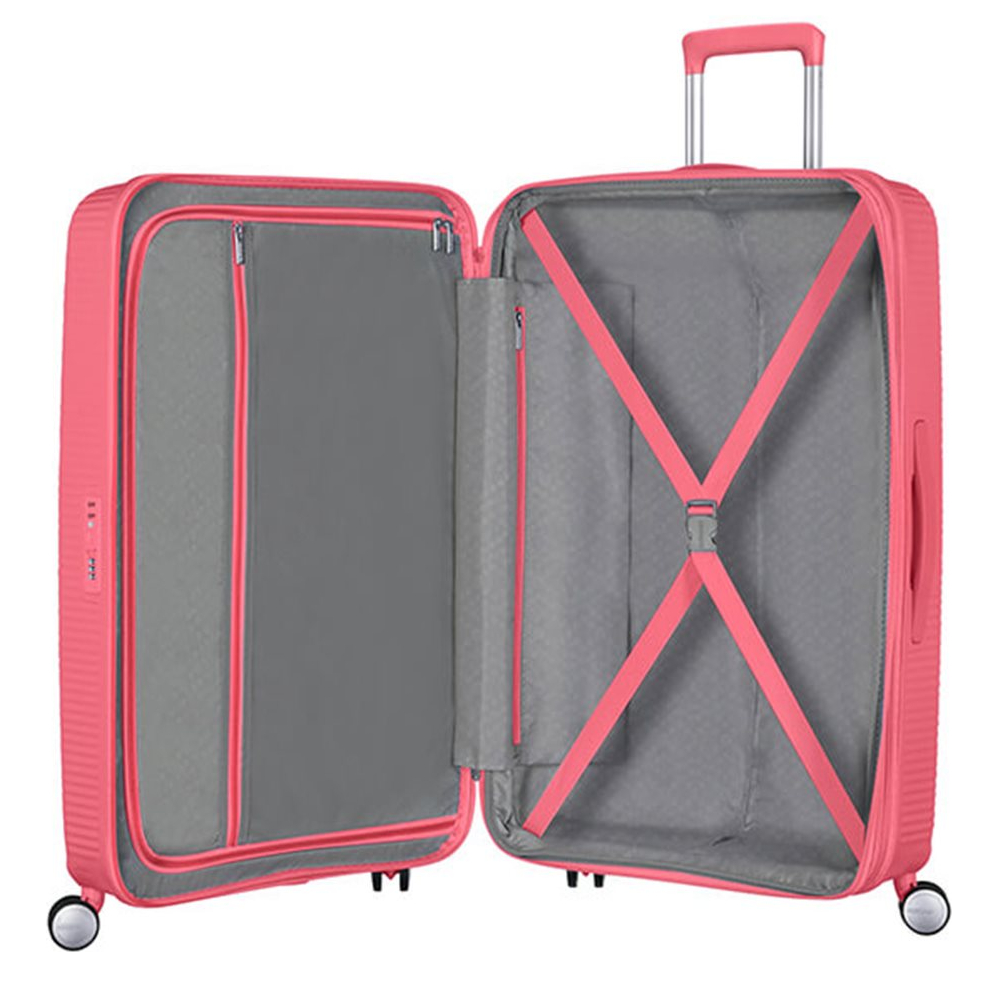 American Tourister Soundbox Spinner 77 Expandable sun kissed coral