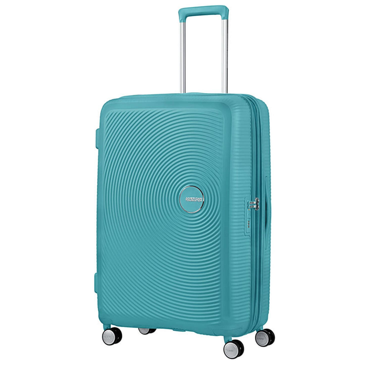 American Tourister Soundbox Spinner 77 Expandable turquoise tonic