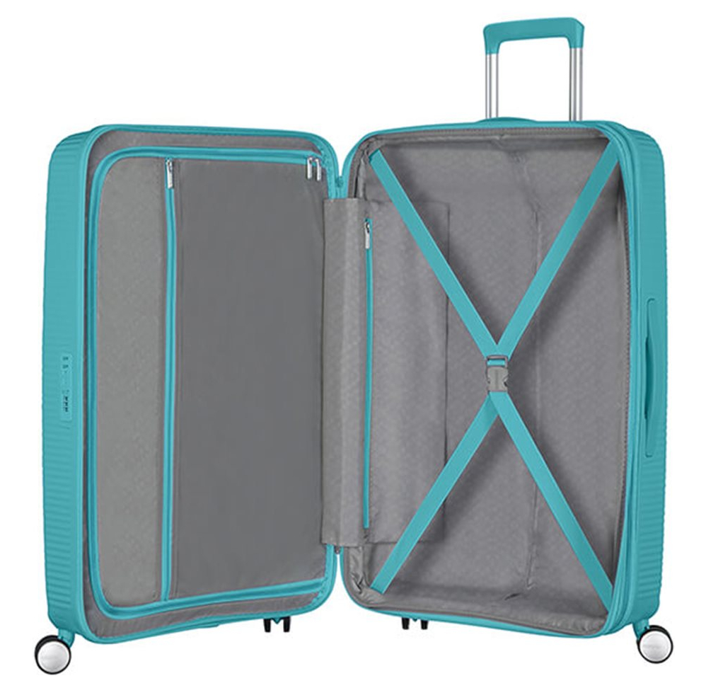 American Tourister Soundbox Spinner 77 Expandable turquoise tonic