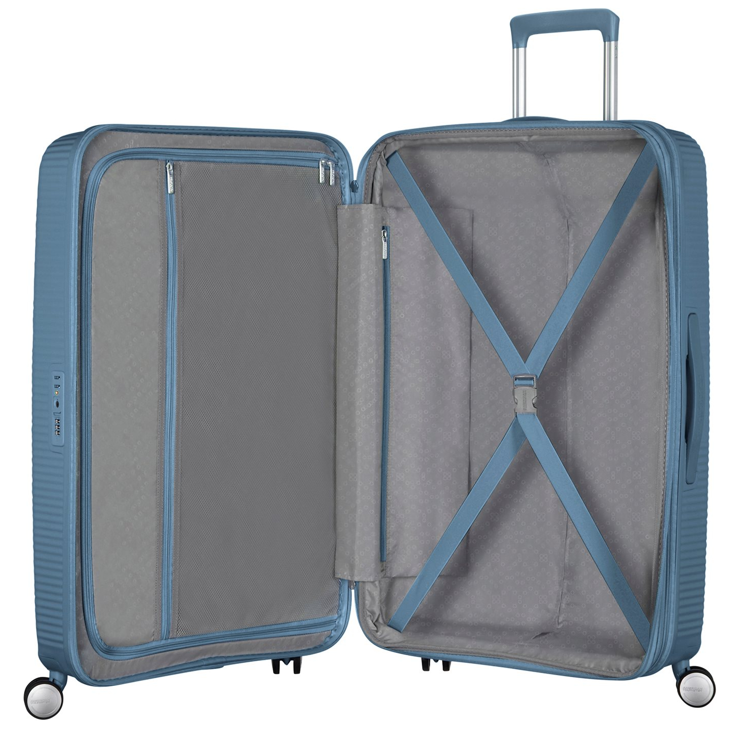 American Tourister Soundbox Spinner 77 Expandable stone blue