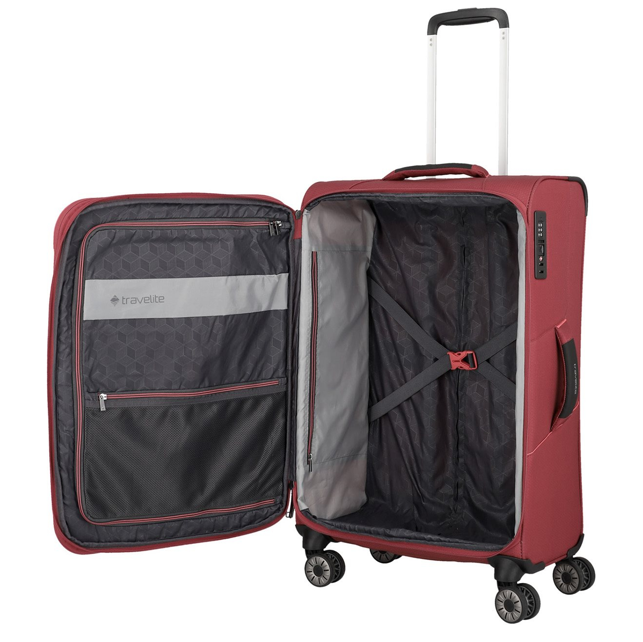 Travelite Skaii 4 Wheel Trolley M Expandable red