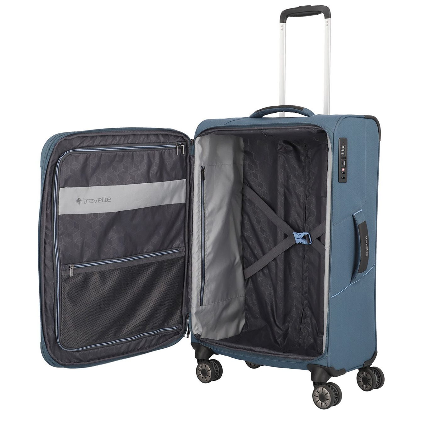 Travelite Skaii 4 Wheel Trolley M Expandable blue