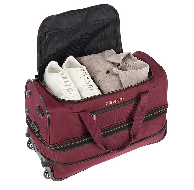 Travelite Basics Wheeled Duffle 55 Expandable dark red