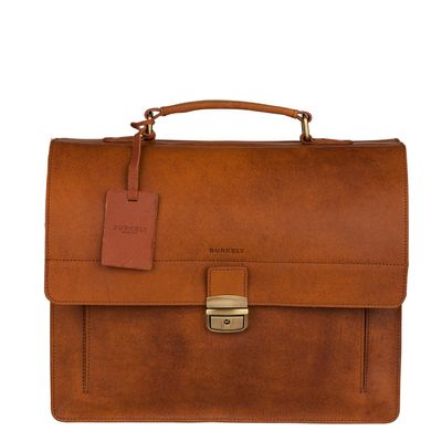 Burkely Scott Vintage Briefcase 2 Compartment cognac