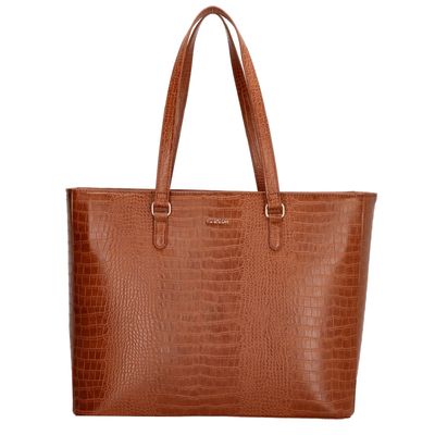 Charm London Midwood Shopper 15.6 inch laptopvak cognac croco