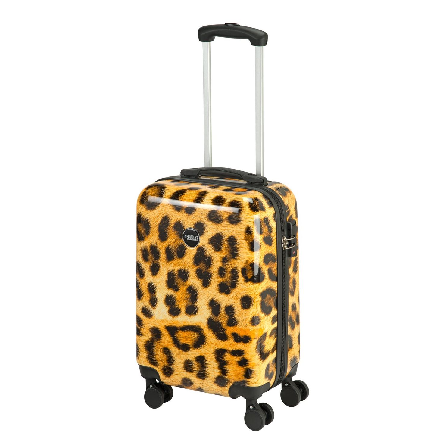 Princess Traveller Animal Print - Handbagagekoffer - Leopard - Small - 55cm - Dubbele wielen