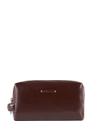 Piquadro Black Square Beauty bag 2 zippers brown