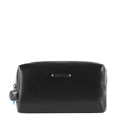 Piquadro Black Square Beauty bag 2 zippers nero
