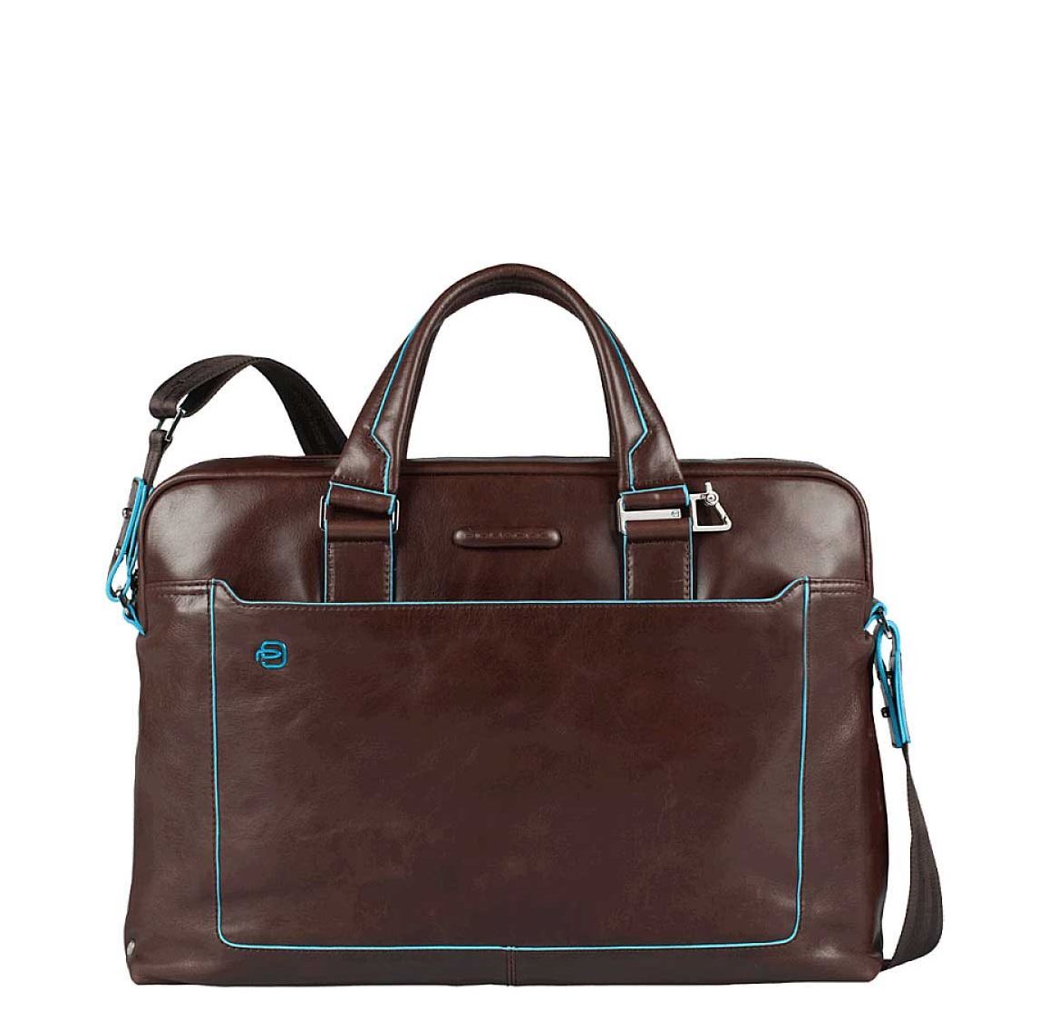 Piquadro Blue Square laptoptas blauw en bruin