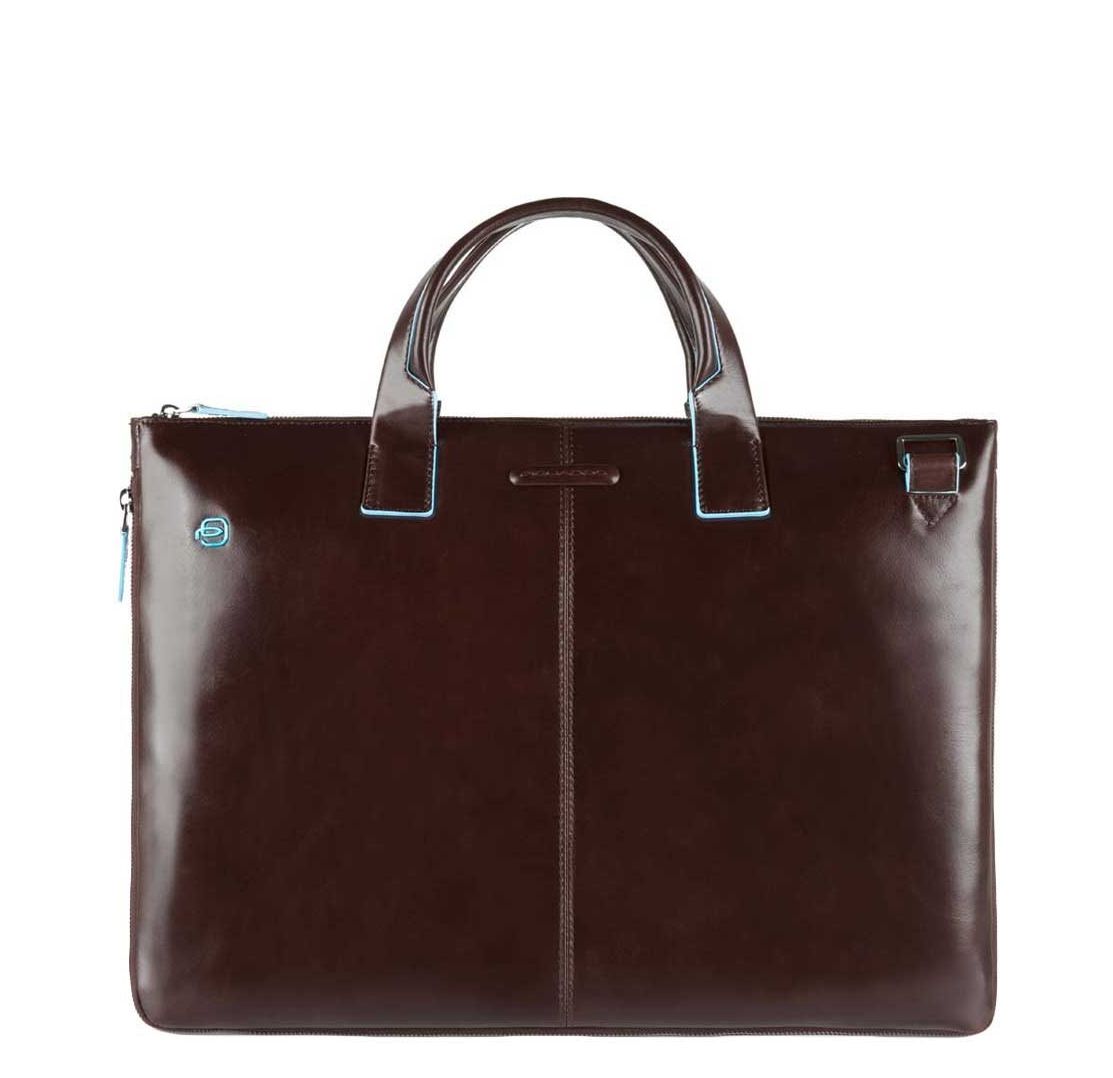 Piquadro Blue Square laptoptas bruin en blauw