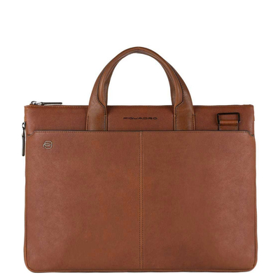Piquadro Black Square Small Expandable Computer Bag 15.6" tobacco
