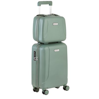 CarryOn Skyhopper 4 Wiel Trolley 55 + Beautycase Set olive