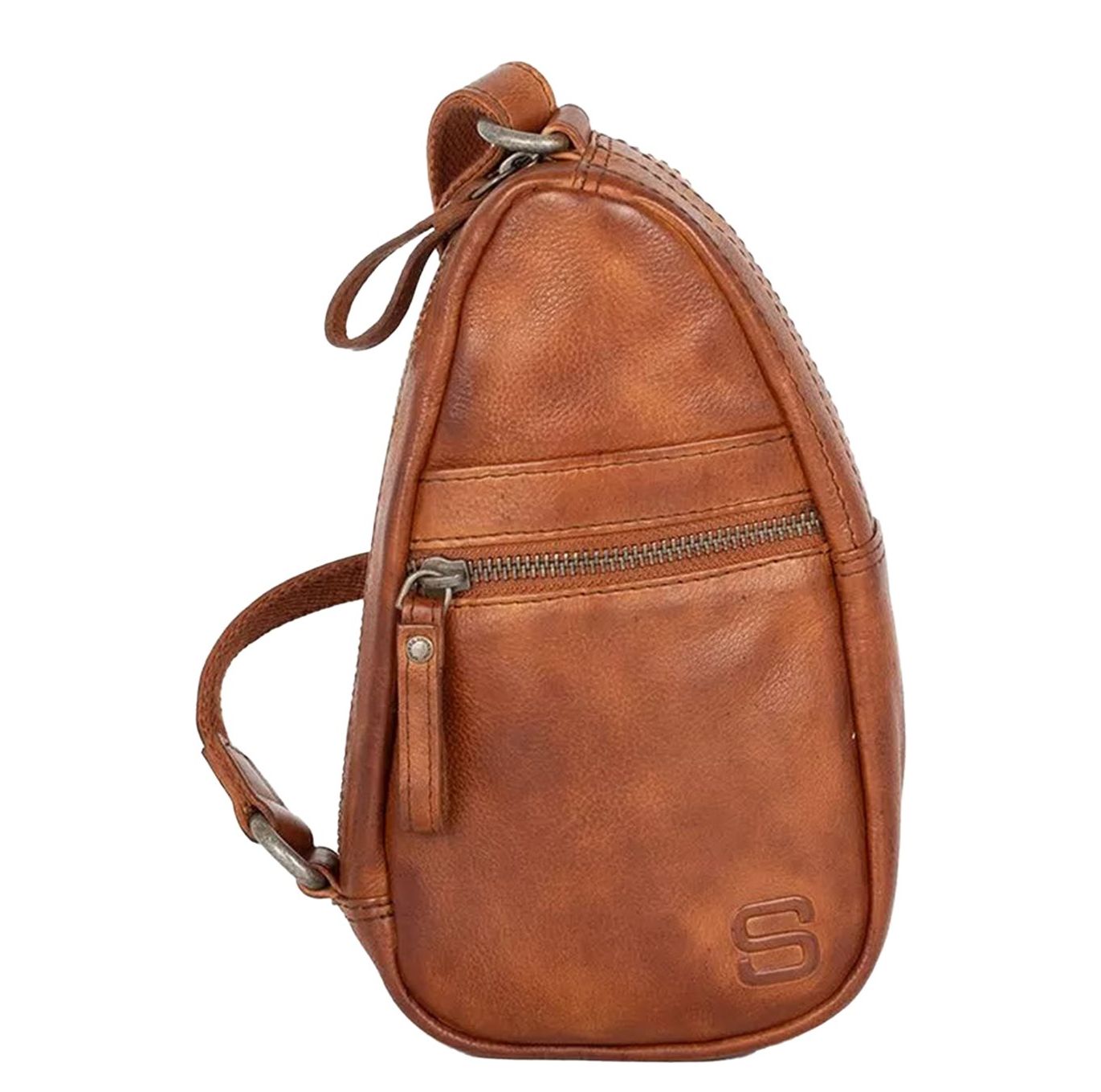 Spikes & Sparrow schoudertas oranje en bruin