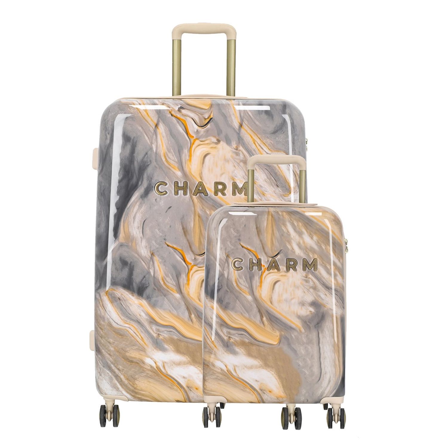 Charm London Marble Travel Kofferset 2-delig - TSA slot - Lichtgrijs