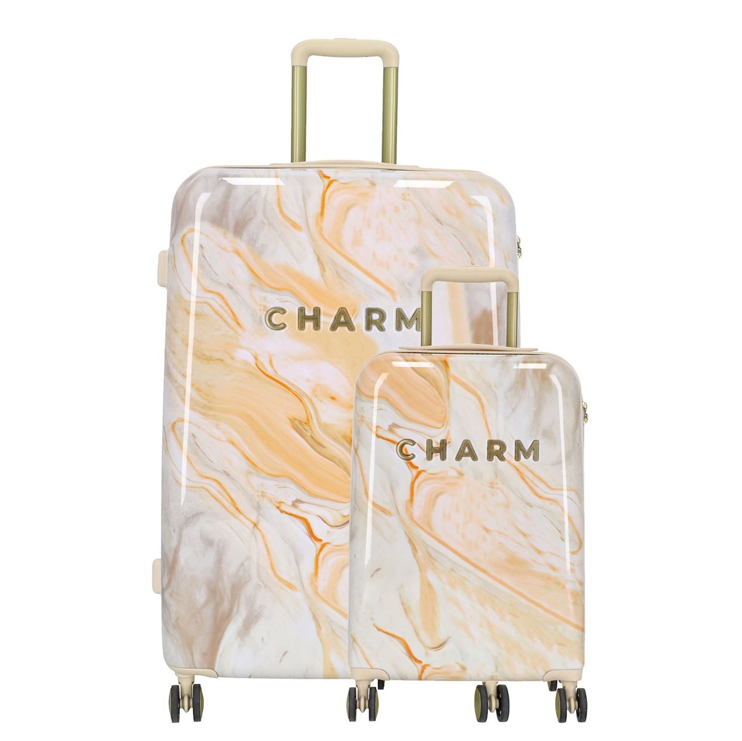 Charm London Marble Travel Kofferset 2-delig - TSA slot - Crème
