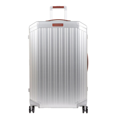Piquadro Alu Large 4 Wheel Trolley grigio / cuoio