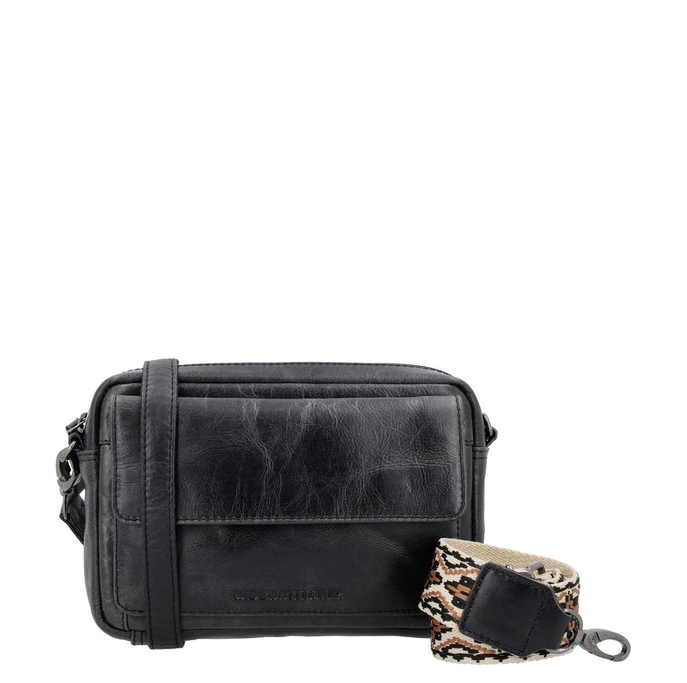 Hide Stitches schoudertas zwart