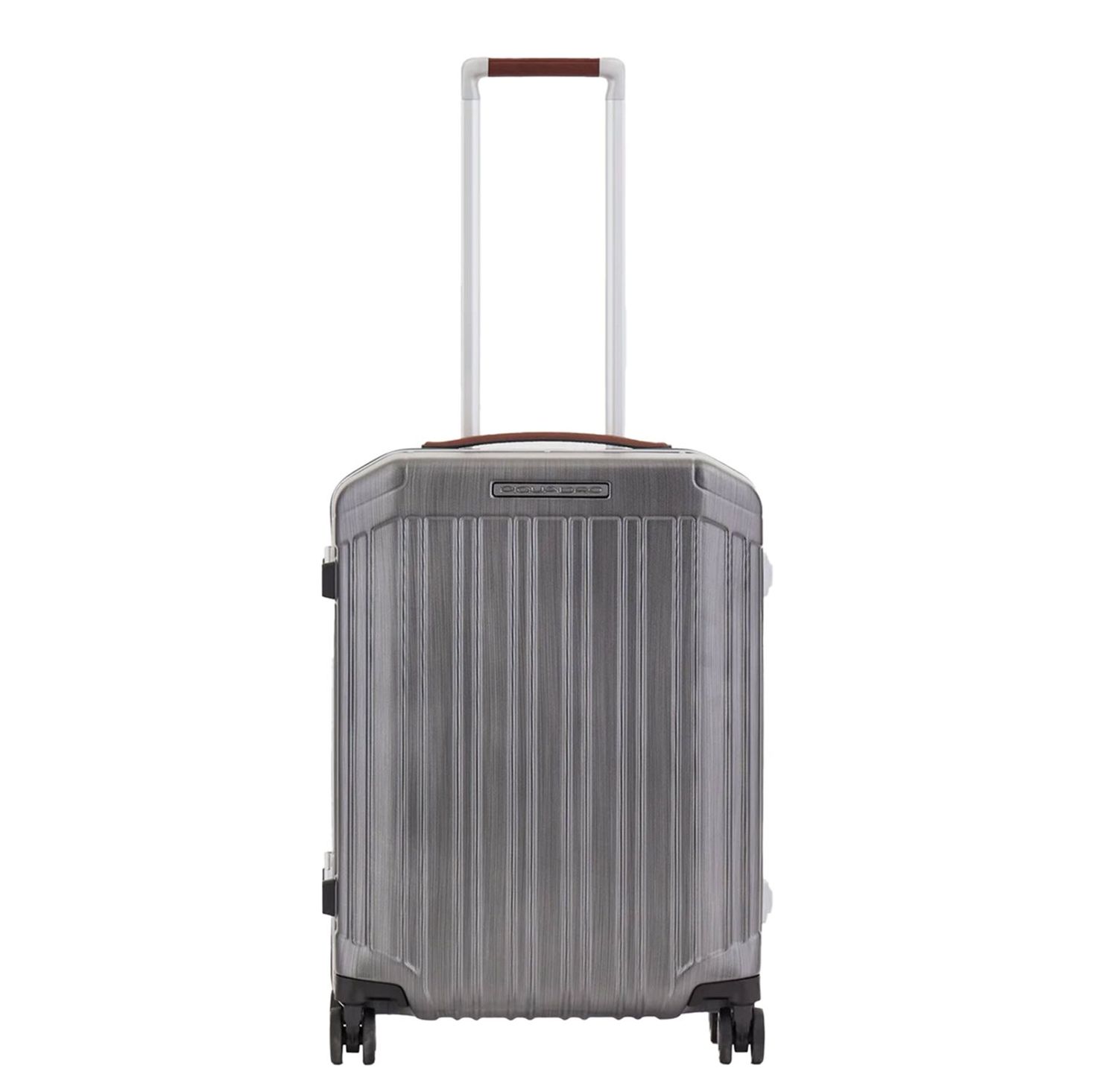 Piquadro PQ Light Frame Ultra Slim Spinner 55 Grey With Tobacco Leather