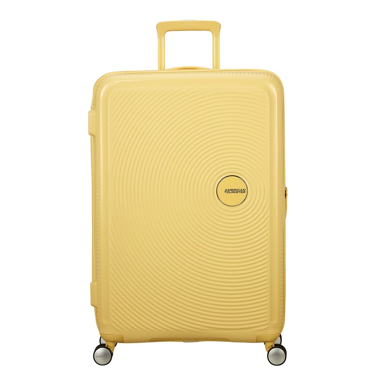 American Tourister Soundbox 77 Spinners geel