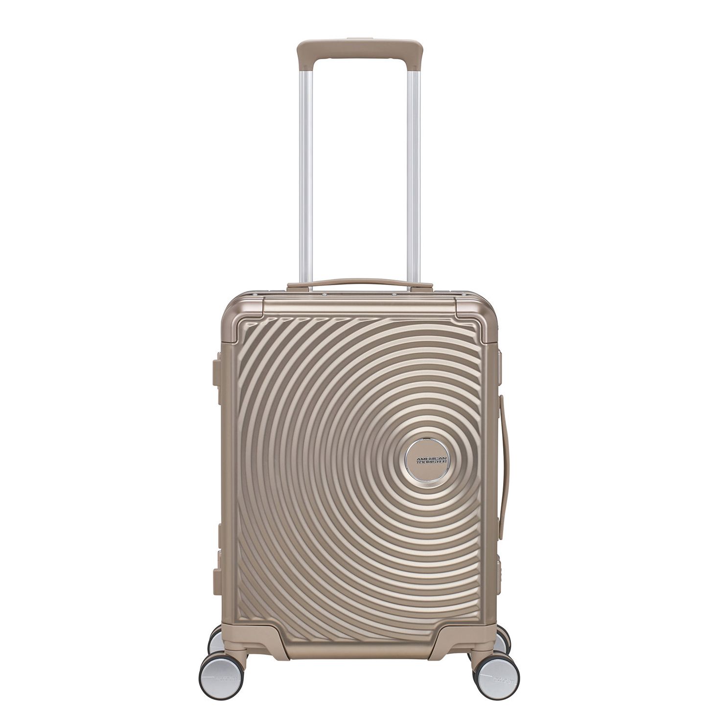 American Tourister Soundbox Spinners zilver en goud