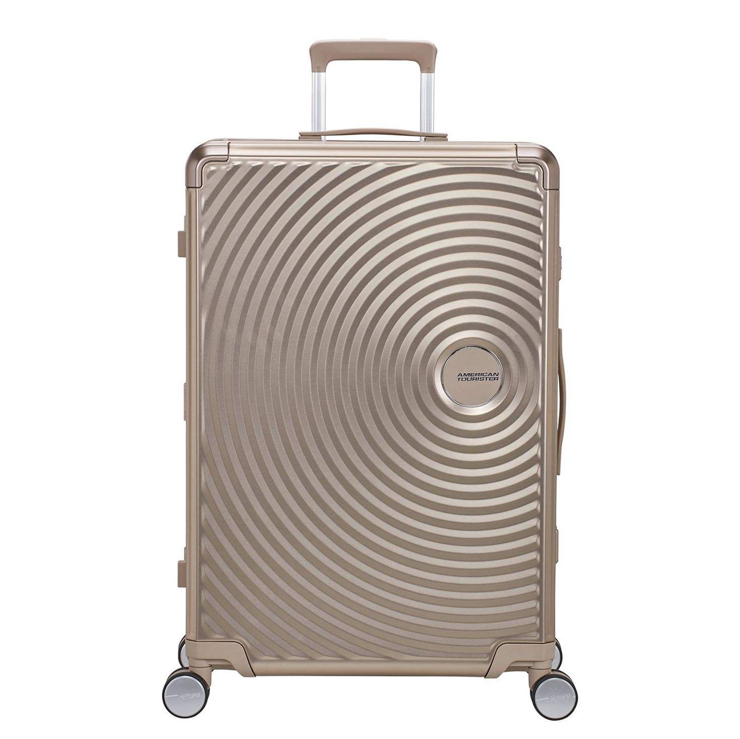 American Tourister Soundbox Spinners zilver en goud