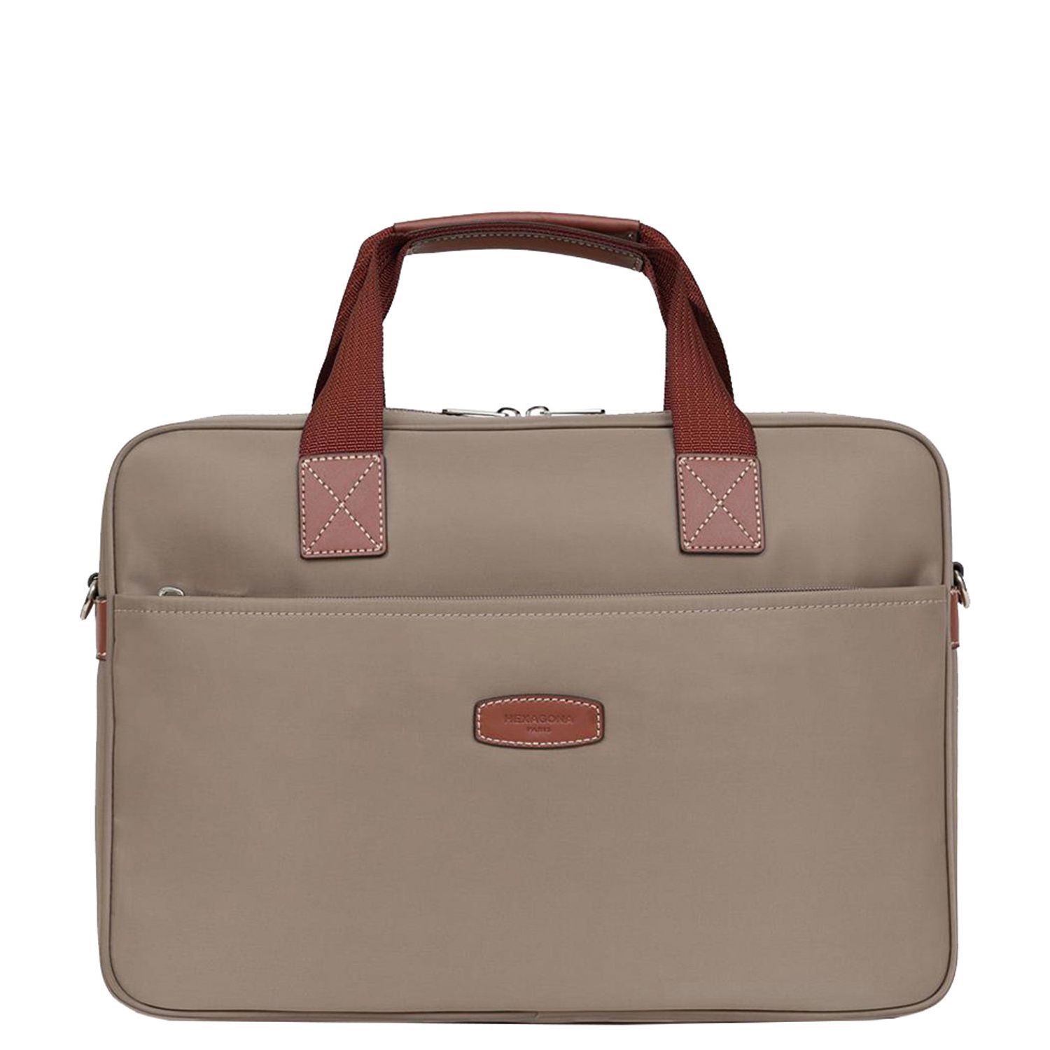 Hexagona schoudertas grijs en taupe