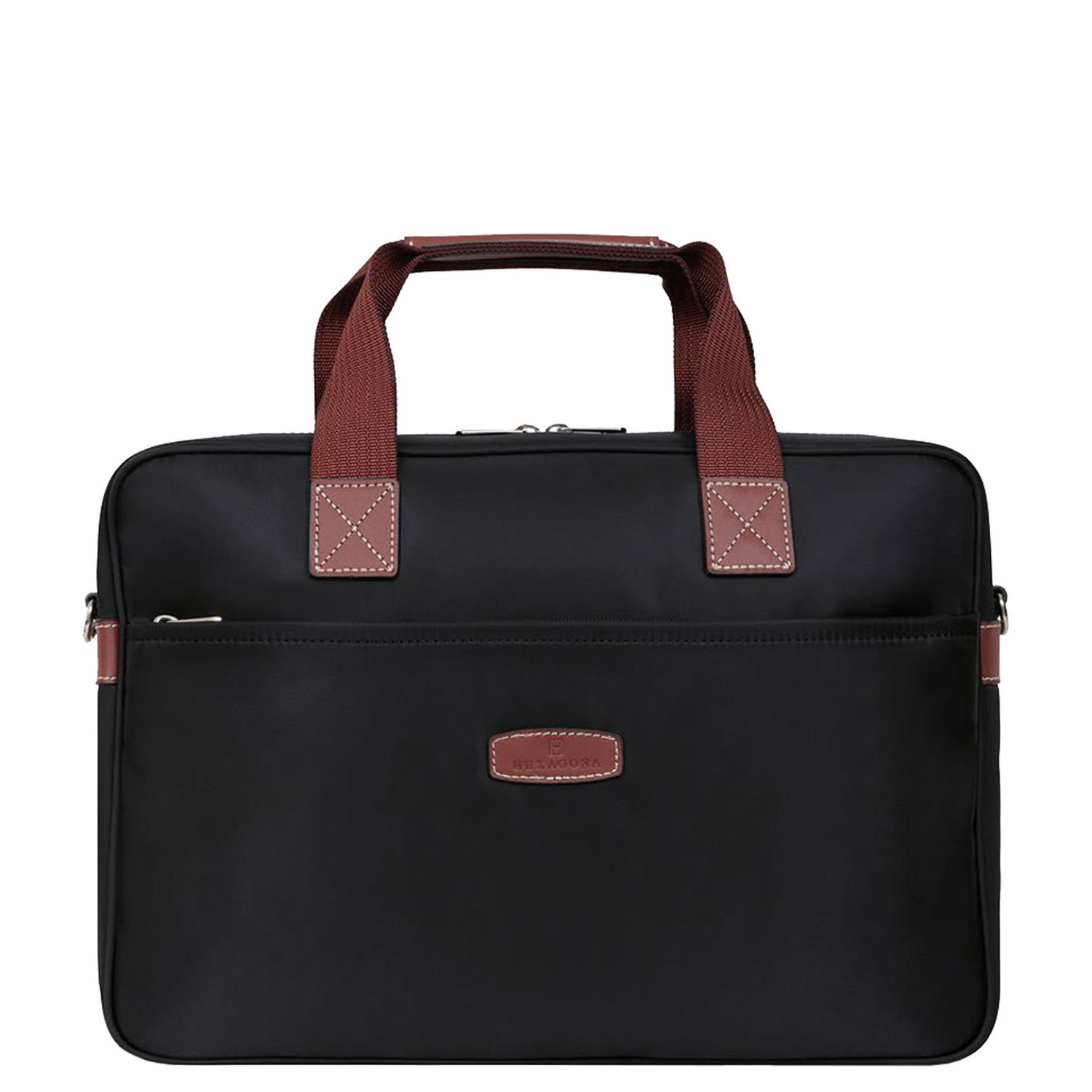 Hexagona schoudertas bruin, zwart en multicolor