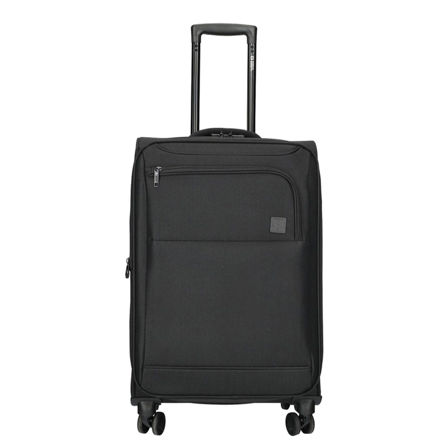 Enrico Benetti Oakville Medium Spinner 65 black zachte koffer lichtgewicht koffer