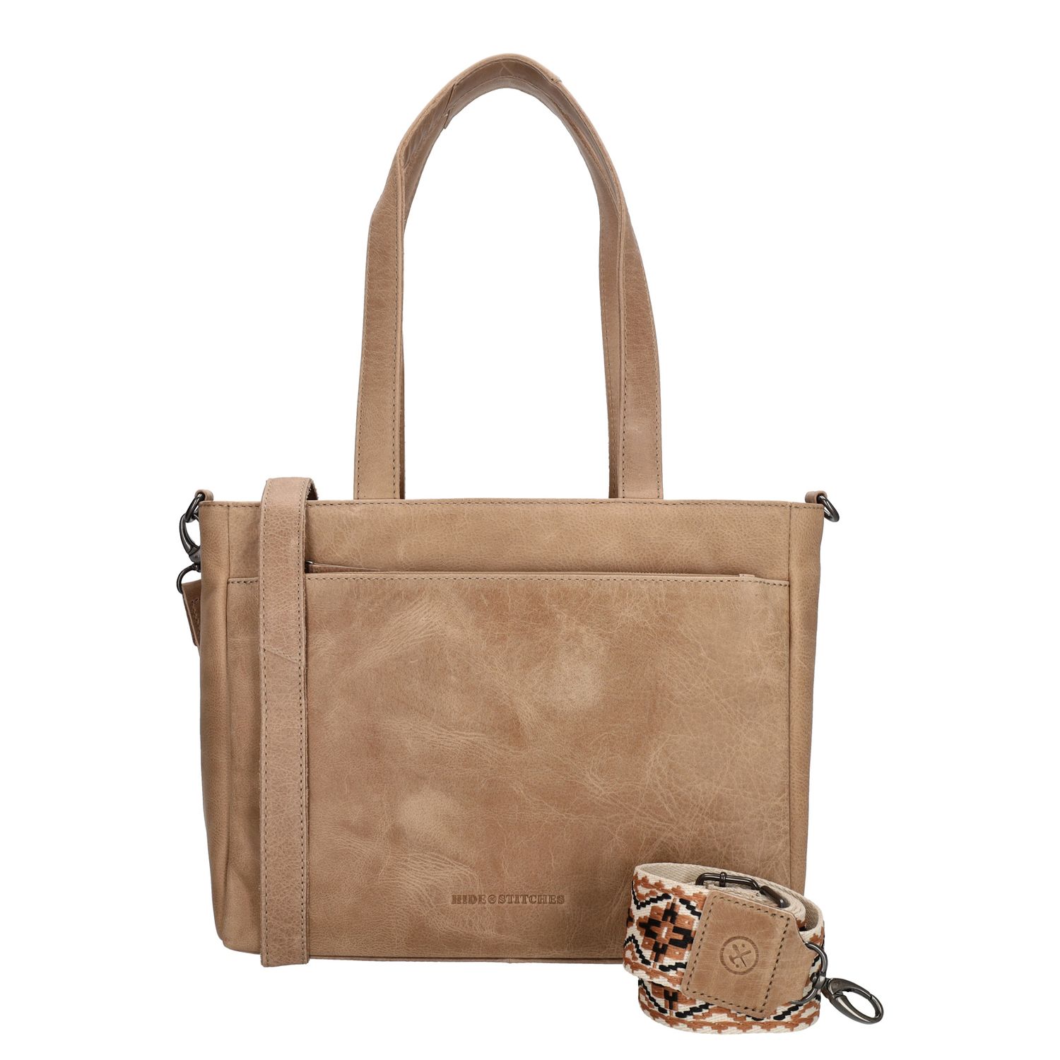 Hide Stitches handtas beige en bruin