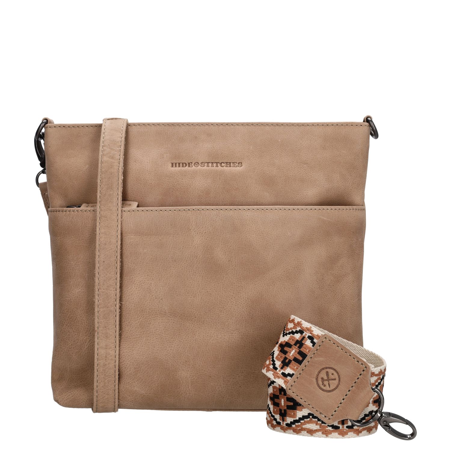 Hide Stitches schoudertas beige en bruin