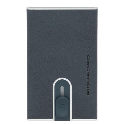 Piquadro Black Square Creditcard Case With Sliding System ocean blue