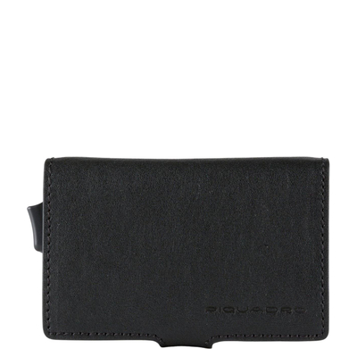 Piquadro Black Square Double Creditcard Case With Sliding System black