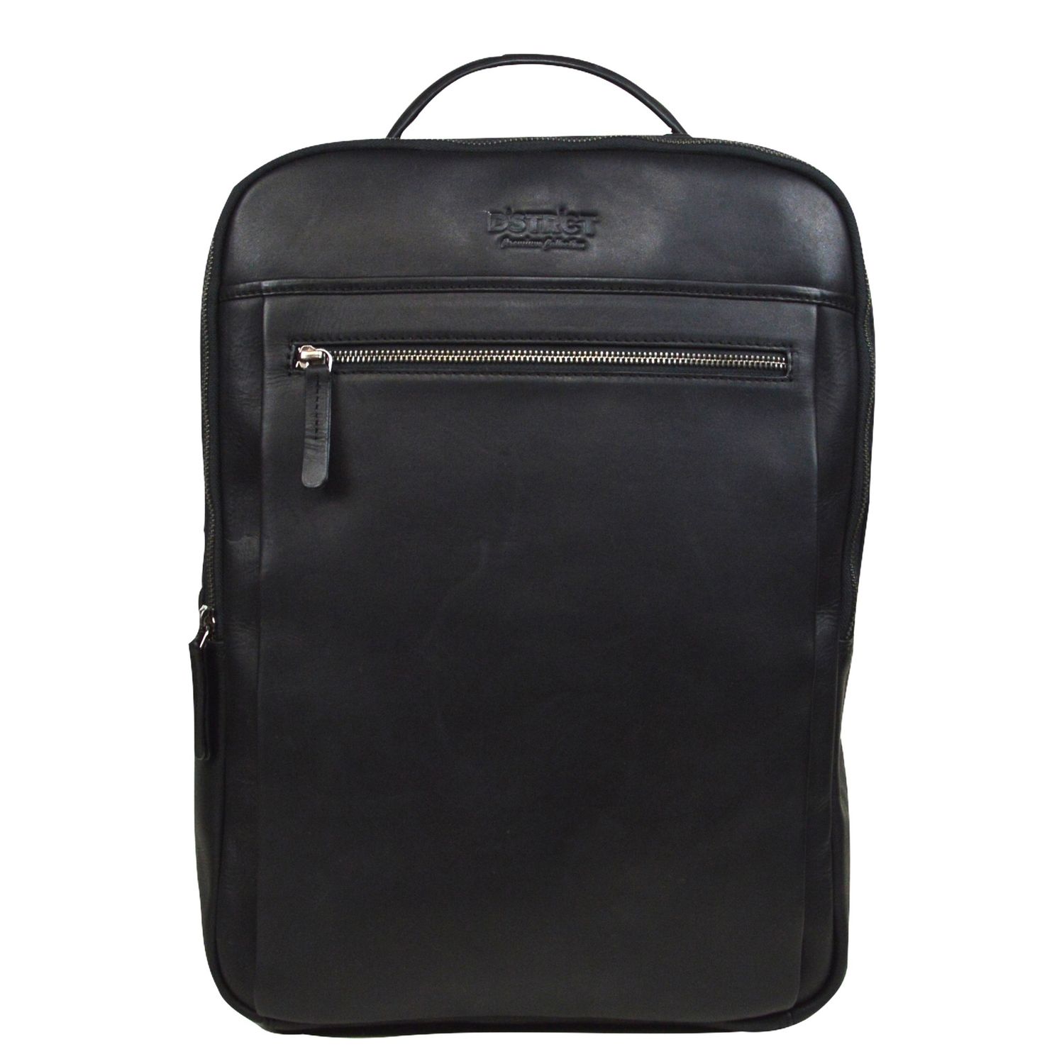 DSTRCT Premium Collection Leren Business Laptoptas - 15.6 inch laptopvak met rits - Zwart