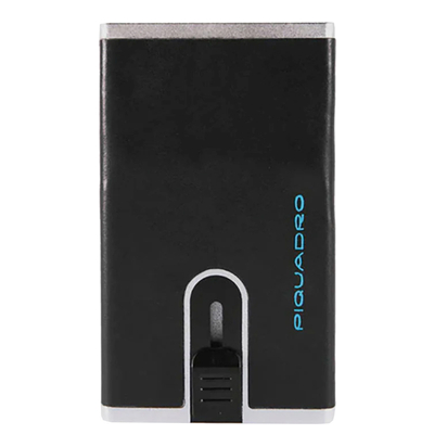 Piquadro Blue Square Creditcard Case With Sliding System black