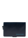 Piquadro Blue Square Double Credit Card Case With Sliding System night blue