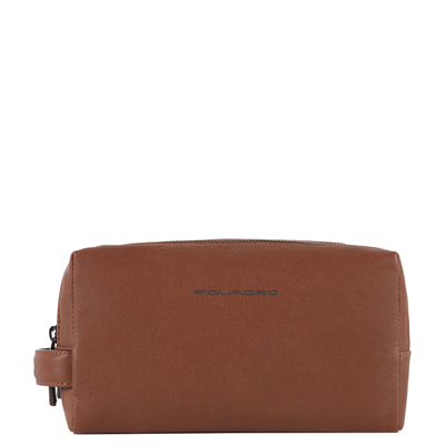 Piquadro Black Square Toiletry Bag Two Dividers tobacco