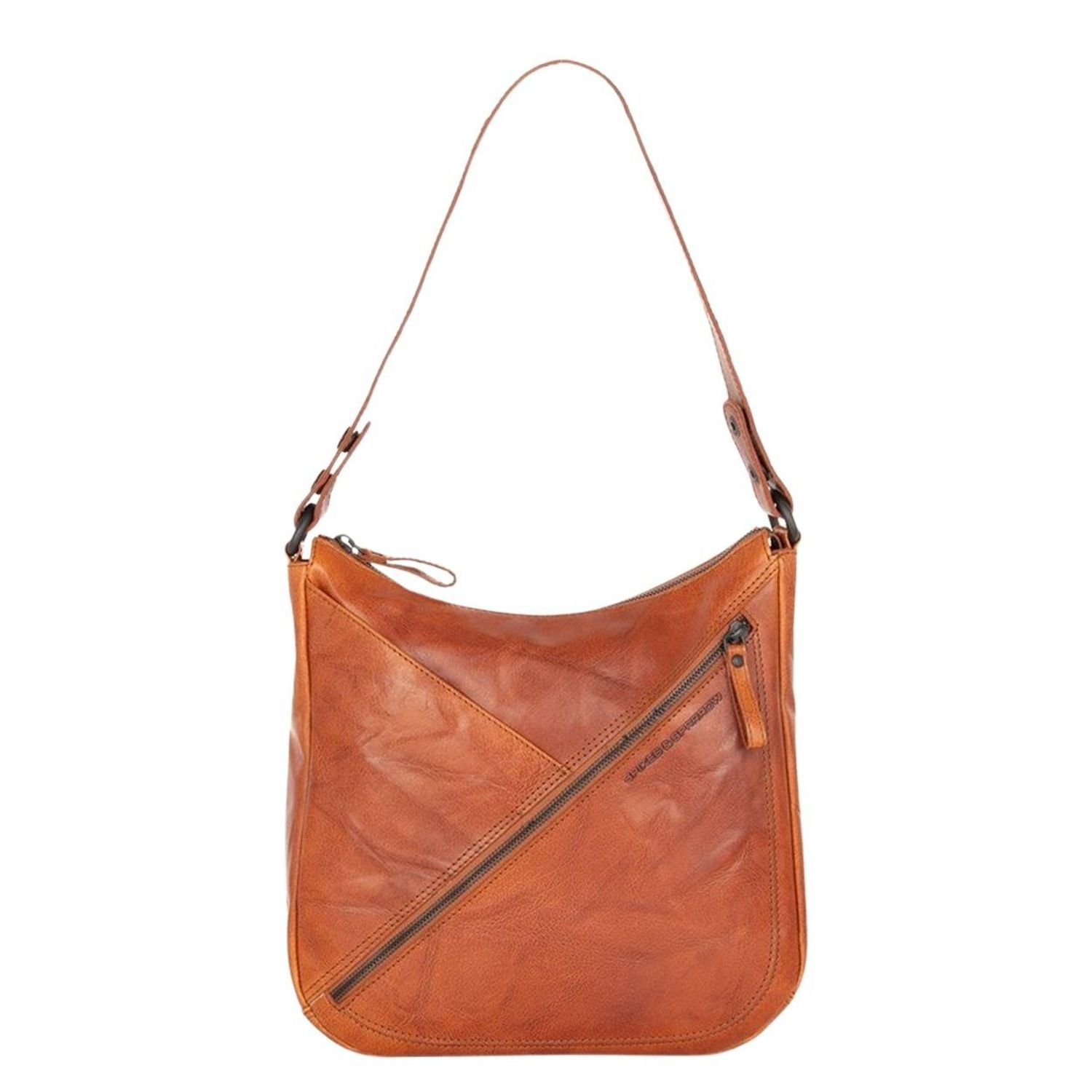 Spikes & Sparrow schoudertas oranje en bruin